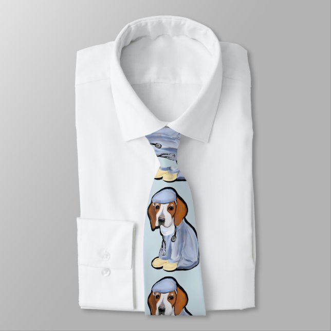 Beagle Doctor Neck Tie (Tied)