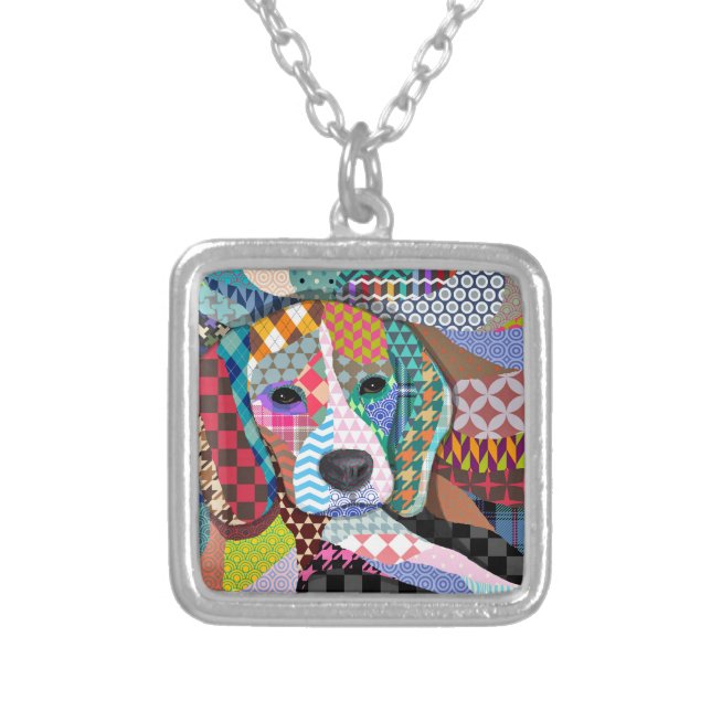 Beagle Dog 161 Silver Plated Necklace (Front)