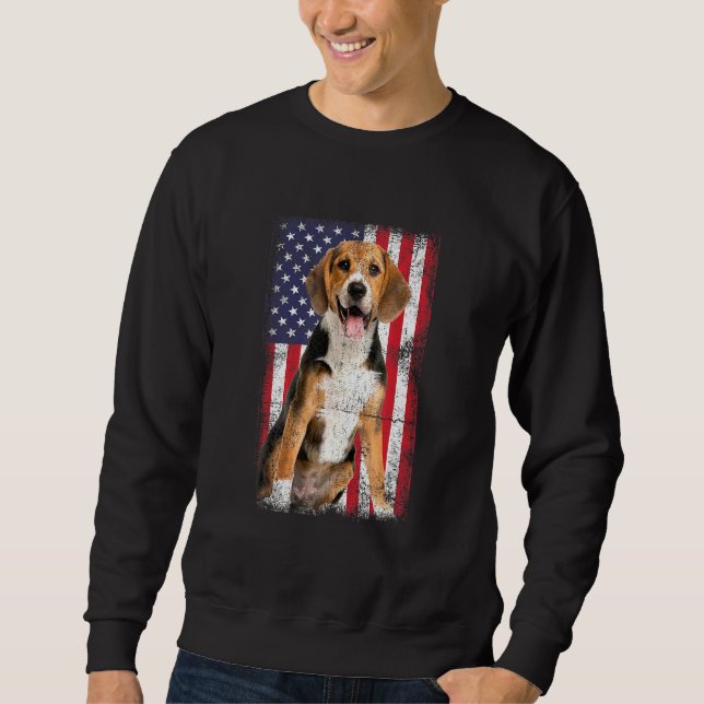 Beagle Dog American Flag Vintage Sweatshirt (Front)