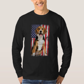 Beagle Dog American Flag Vintage T-Shirt