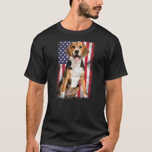 Beagle Dog American Flag Vintage T_Shirt