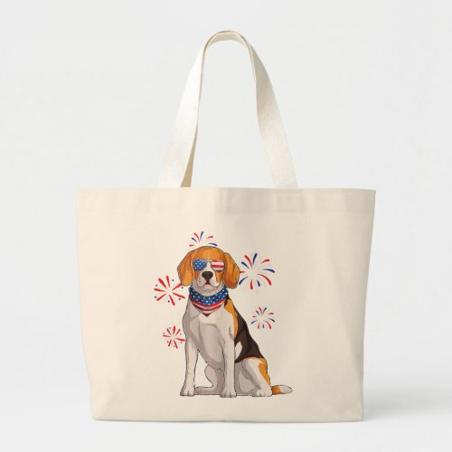 beagle dog american usa flag  men beagle lover large tote bag