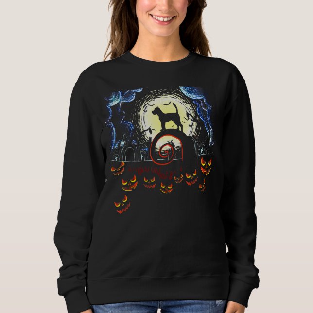 Beagle Dog And Moon Halloween Costume Sweatshirt (Front)