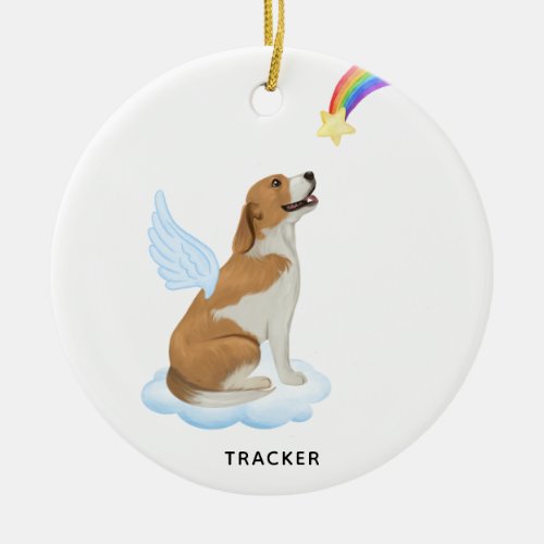 Beagle Dog Angel Wings Personalized Pet Memorial Ceramic Ornament