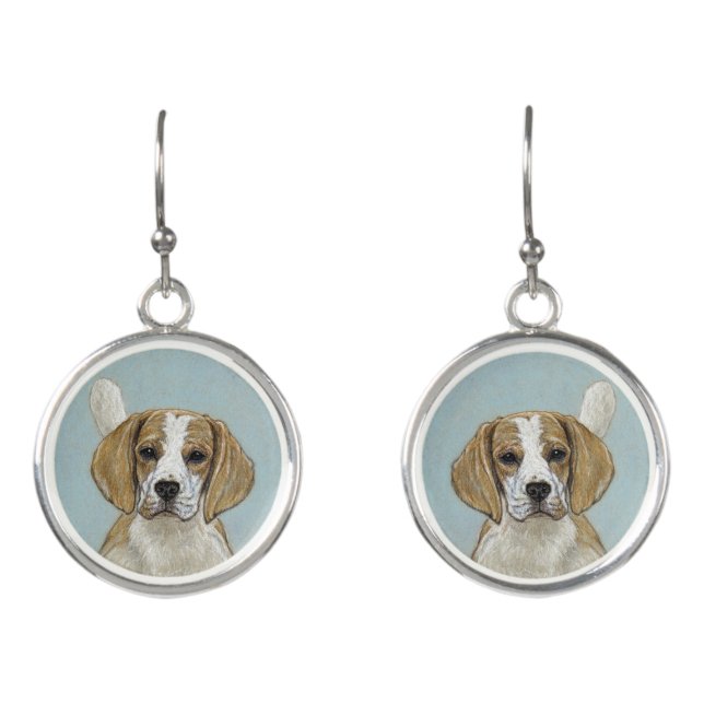 Beagle Dog Art Earrings (Front)