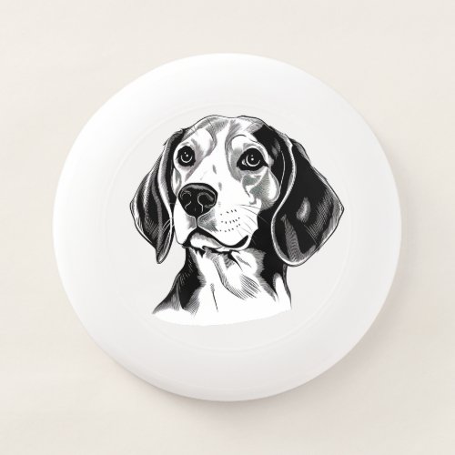 Beagle Dog Black and White Outline Silhouette Wham_O Frisbee