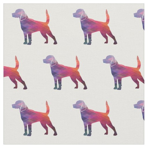 Beagle Dog Breed Geometric Pattern Silhouette Purp Fabric