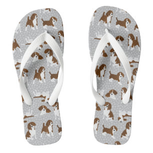 Beagle dog breed - grey flip flops