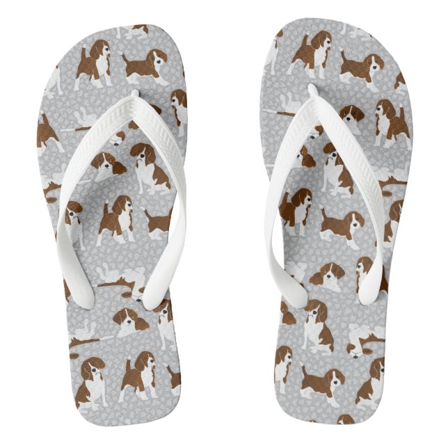 Beagle dog breed - grey flip flops (Footbed)