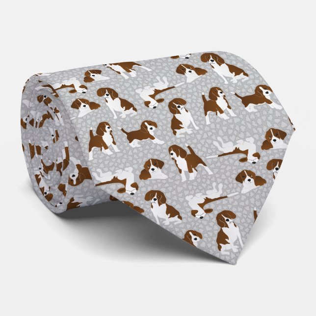Beagle dog breed - grey neck tie (Rolled)