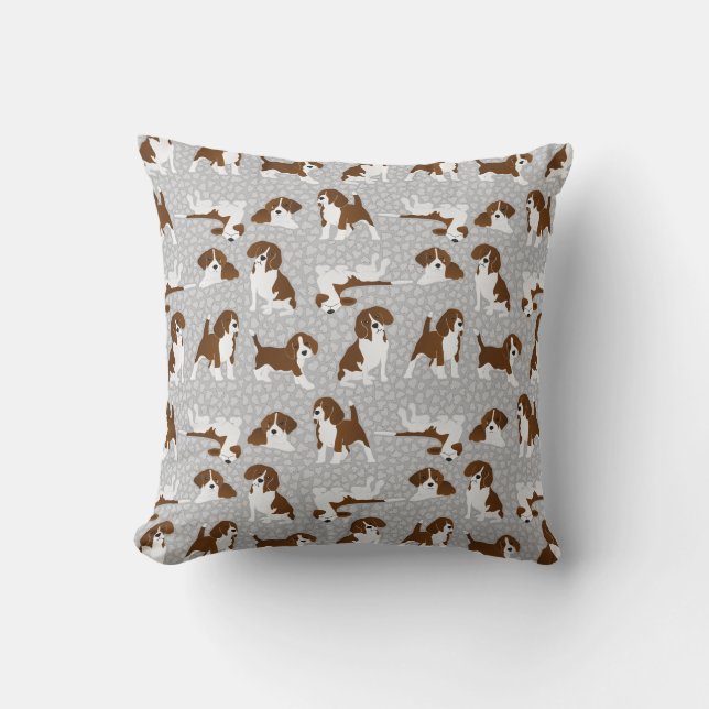 Beagle dog breed - grey throw pillow (Front)