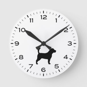 Beagle Dog Breed Silhouette Round Clock