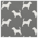 Beagle Dog Breed Silhouettes Grey and White Fabric