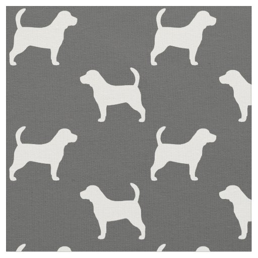 Beagle Dog Breed Silhouettes Grey and White Fabric