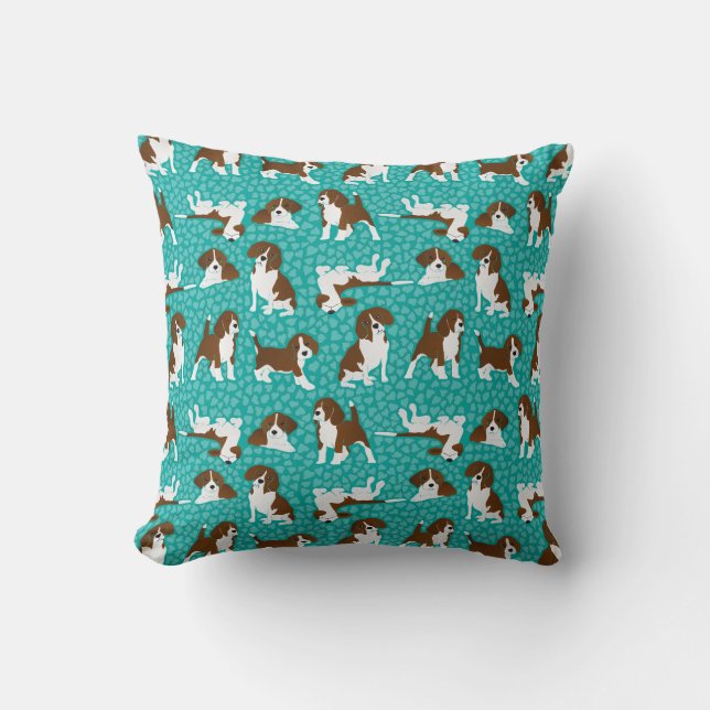 Beagle dog breed - turquoise throw pillow (Front)