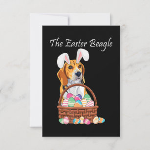 Beagle Dog Bunny Rabbit Ears Beagle Easter RSVP Card