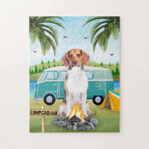 Beagle Dog Camping  Jigsaw Puzzle
