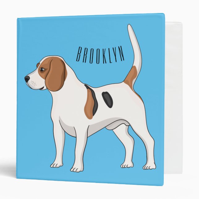 Beagle dog cartoon illustration  3 ring binder (Front/Inside)