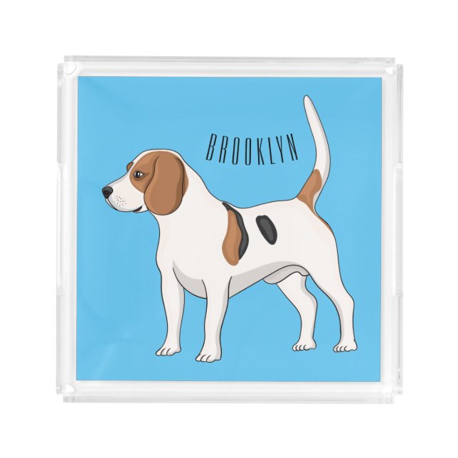 Beagle dog cartoon illustration  acrylic tray (Front)