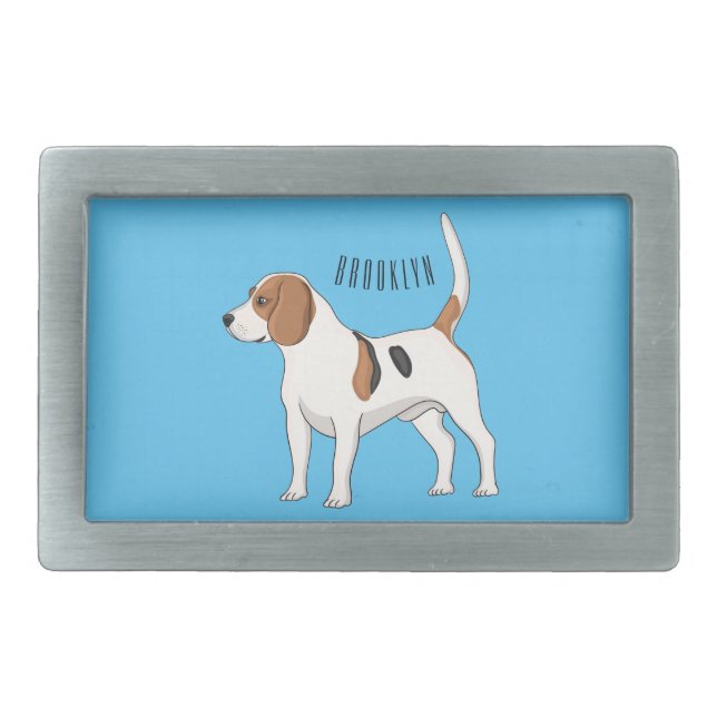 Beagle dog cartoon illustration belt buckle (Front)