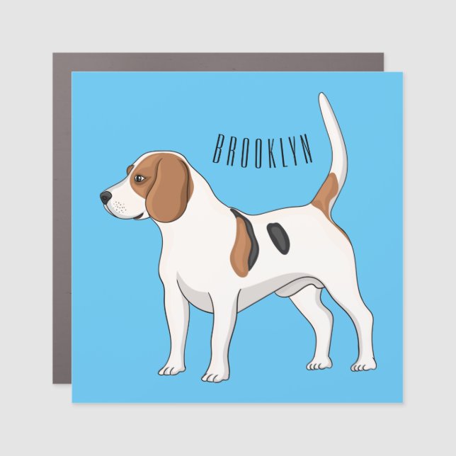 Beagle dog cartoon illustration car magnet (Front)