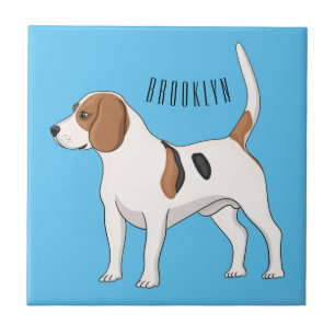 Beagle dog cartoon illustration  ceramic tile
