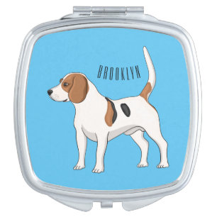 Beagle dog cartoon illustration compact mirror