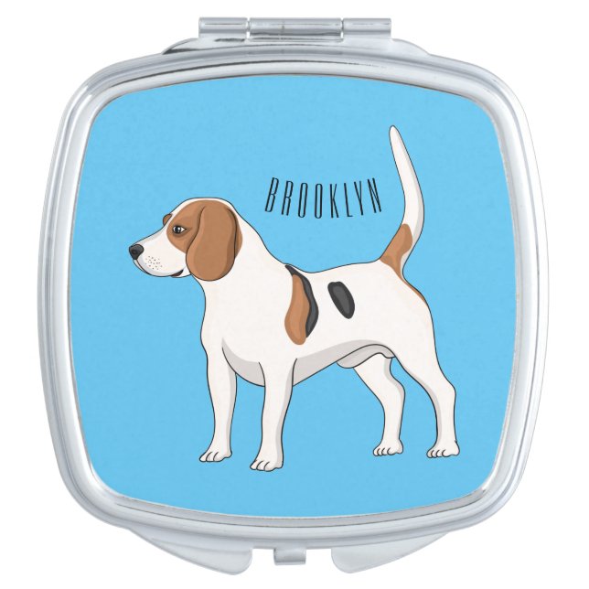 Beagle dog cartoon illustration  compact mirror (Front)