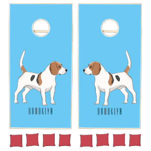 Beagle dog cartoon illustration cornhole set