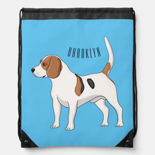 Beagle dog cartoon illustration drawstring bag (Front)