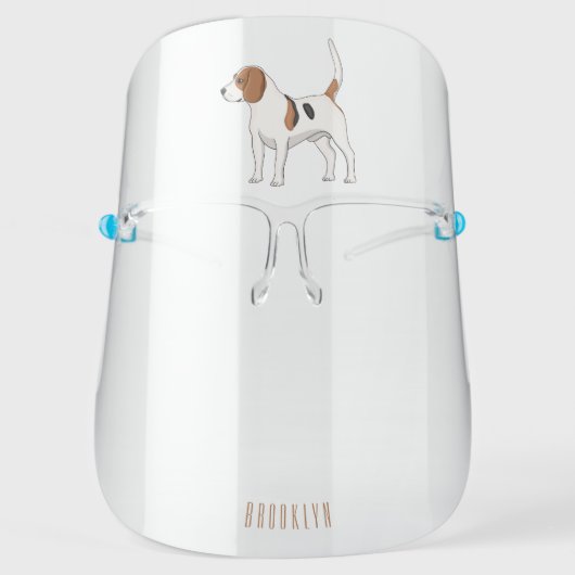 Beagle dog cartoon illustration face shield (Front)