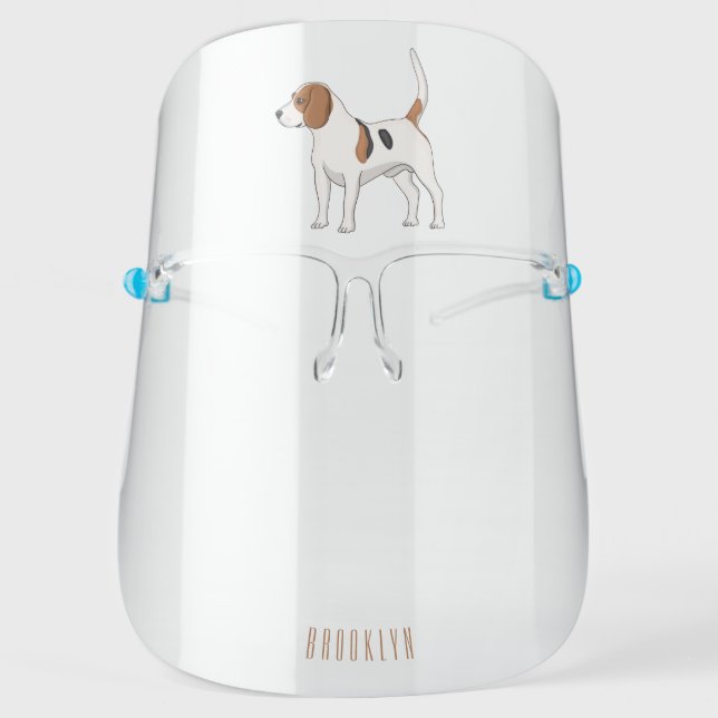 Beagle dog cartoon illustration  face shield (Front)