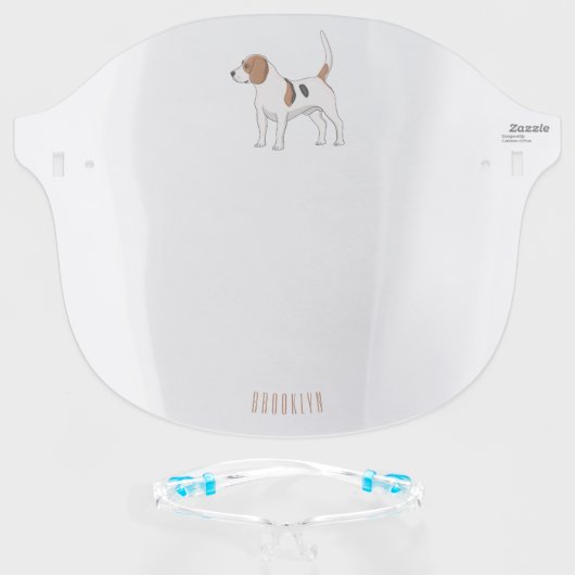 Beagle dog cartoon illustration face shield (Front w/Glasses)