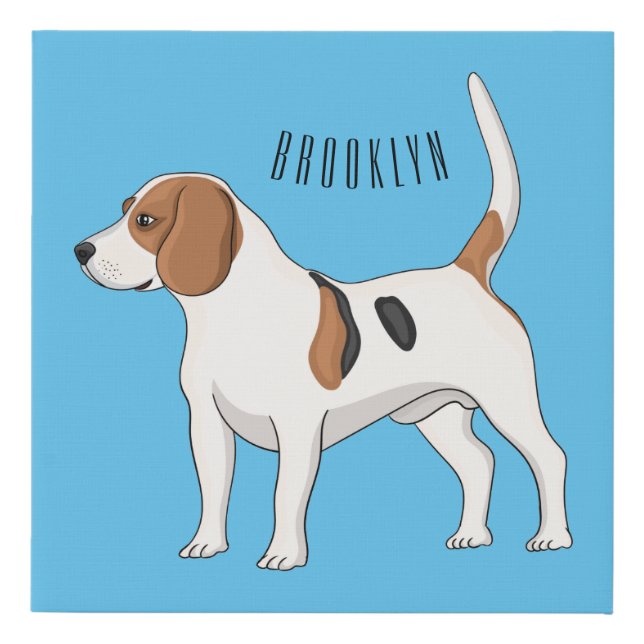 Beagle dog cartoon illustration faux canvas print (Front)