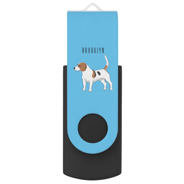 Beagle dog cartoon illustration  flash drive (Front Vertical)