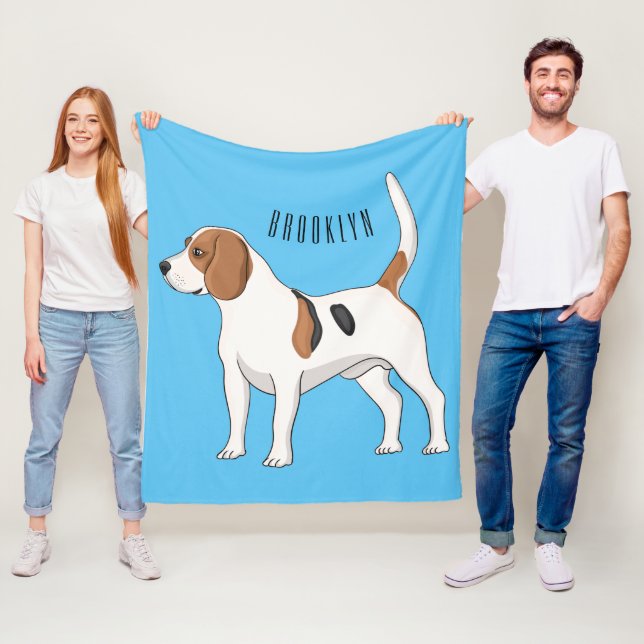 Beagle dog cartoon illustration  fleece blanket (In Situ)