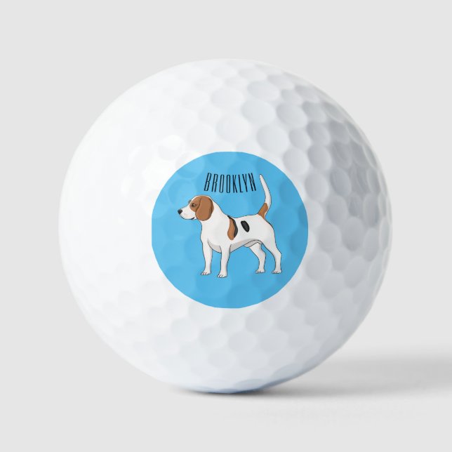Beagle dog cartoon illustration golf balls (Front)