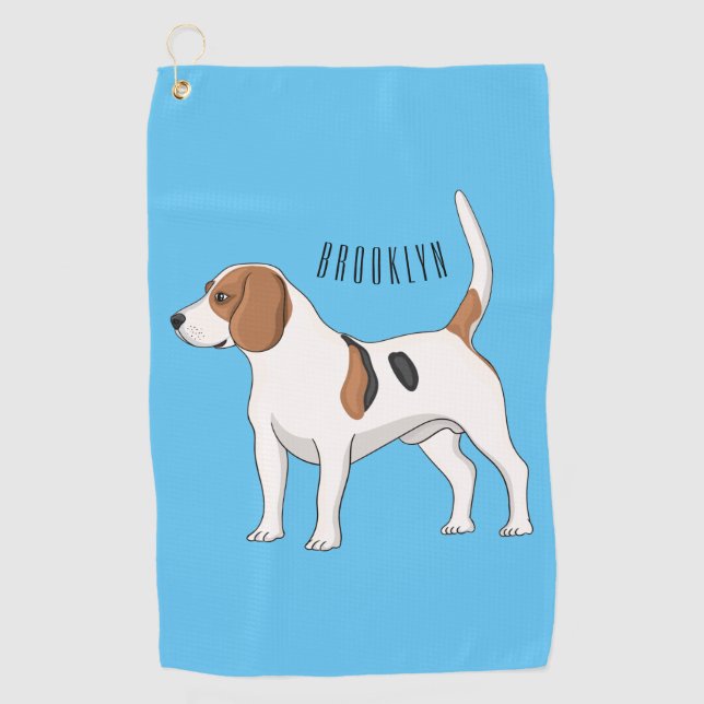 Beagle dog cartoon illustration  golf towel (Front)