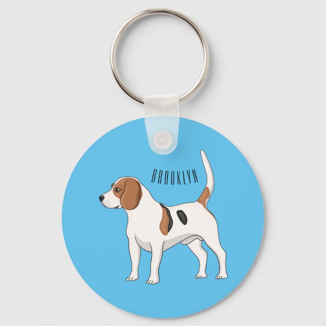 Beagle dog cartoon illustration keychain (Front)