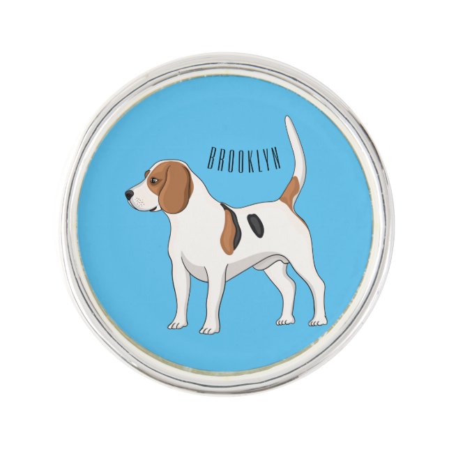 Beagle dog cartoon illustration lapel pin (Front)