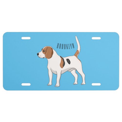 Beagle dog cartoon illustration  license plate