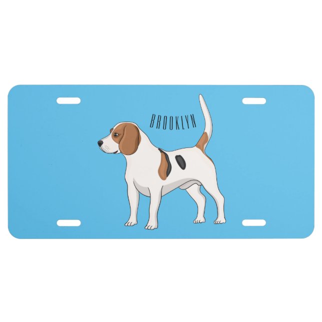 Beagle dog cartoon illustration  license plate (Front)