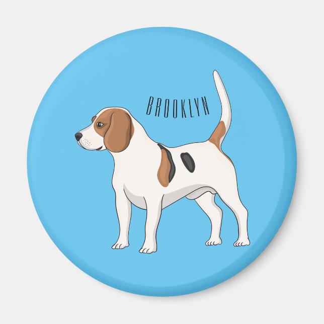 Beagle dog cartoon illustration  magnet (Front)