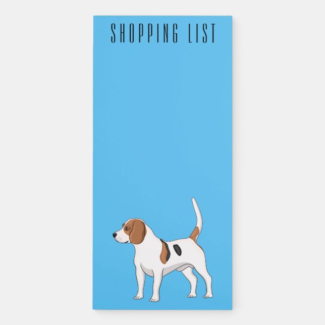 Beagle dog cartoon illustration magnetic notepad (Front)