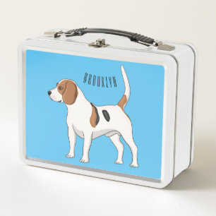 Beagle dog cartoon illustration metal lunch box