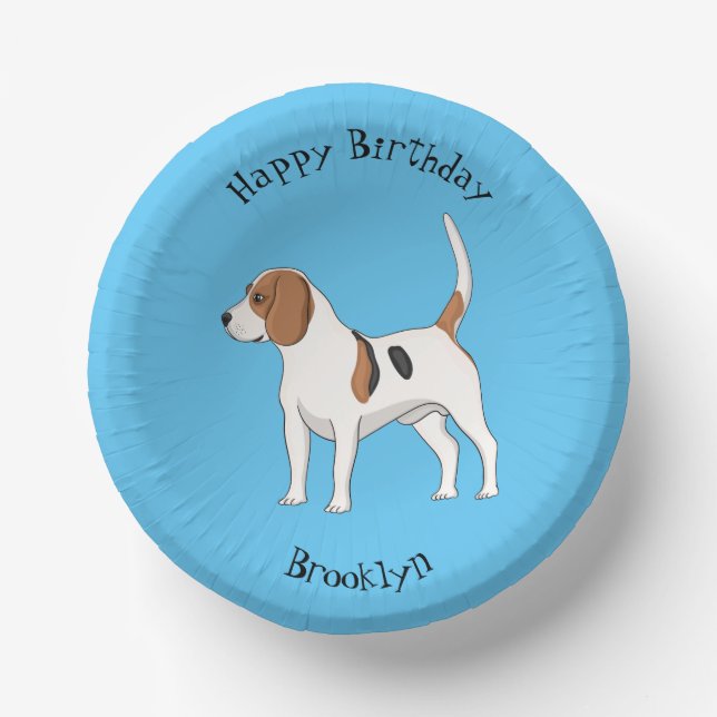 Beagle dog cartoon illustration paper bowls (Front)