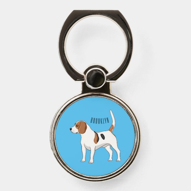 Beagle dog cartoon illustration  phone ring stand (Front)