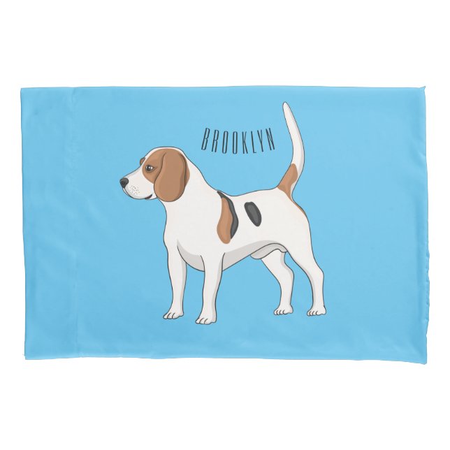 Beagle dog cartoon illustration pillow case (Front)