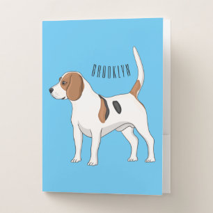 Beagle dog cartoon illustration pocket folder