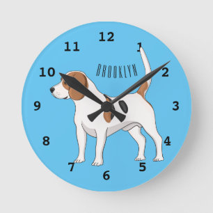 Beagle dog cartoon illustration round clock